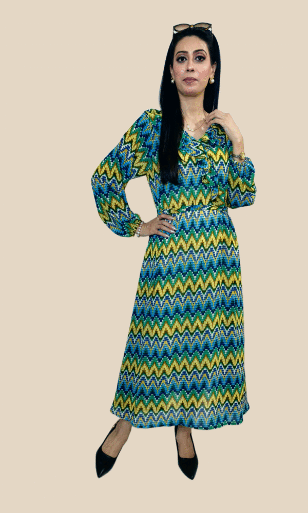 1 Piece - Vibrant Multicolor Georgette Maxi Dress – Flowing Long Dress for Women