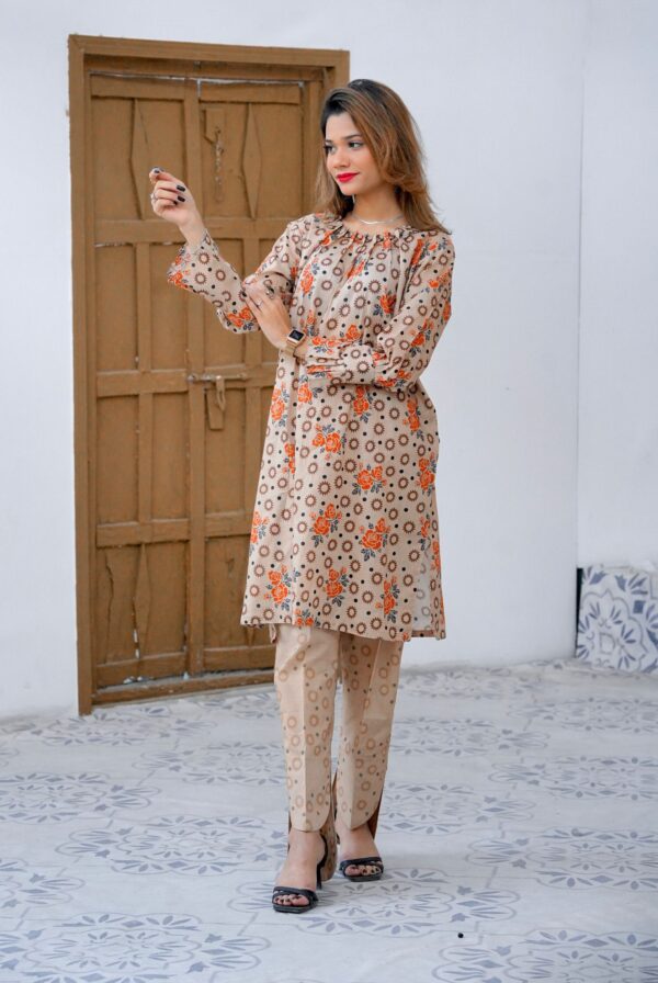Printed  | 2 Piece Lawn - Mud Brown | Unstitched