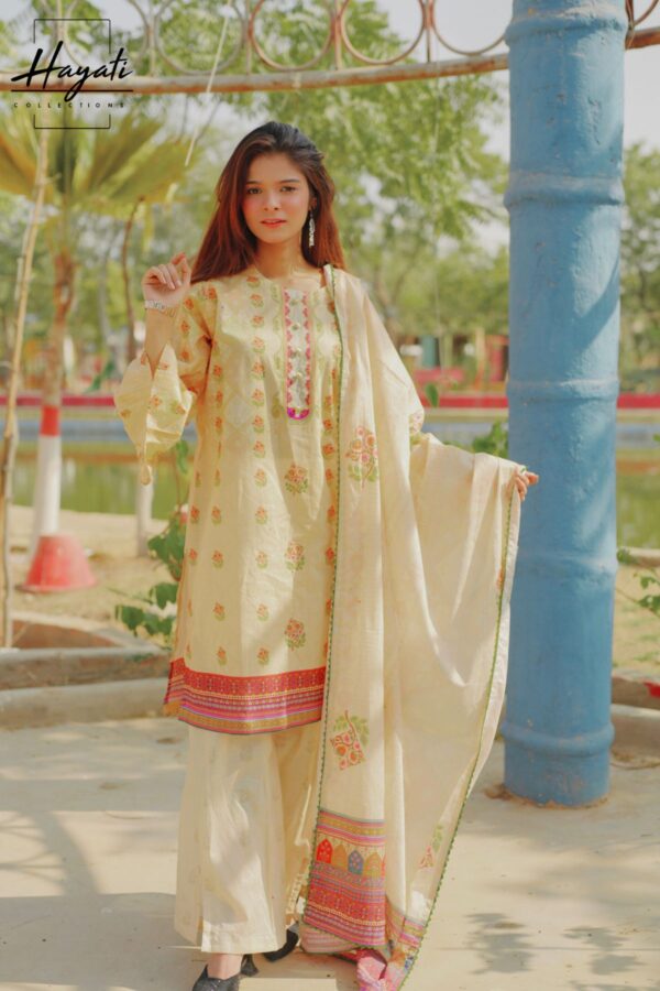 Printed  | 3 Piece Lawn - Cream | Unstitched