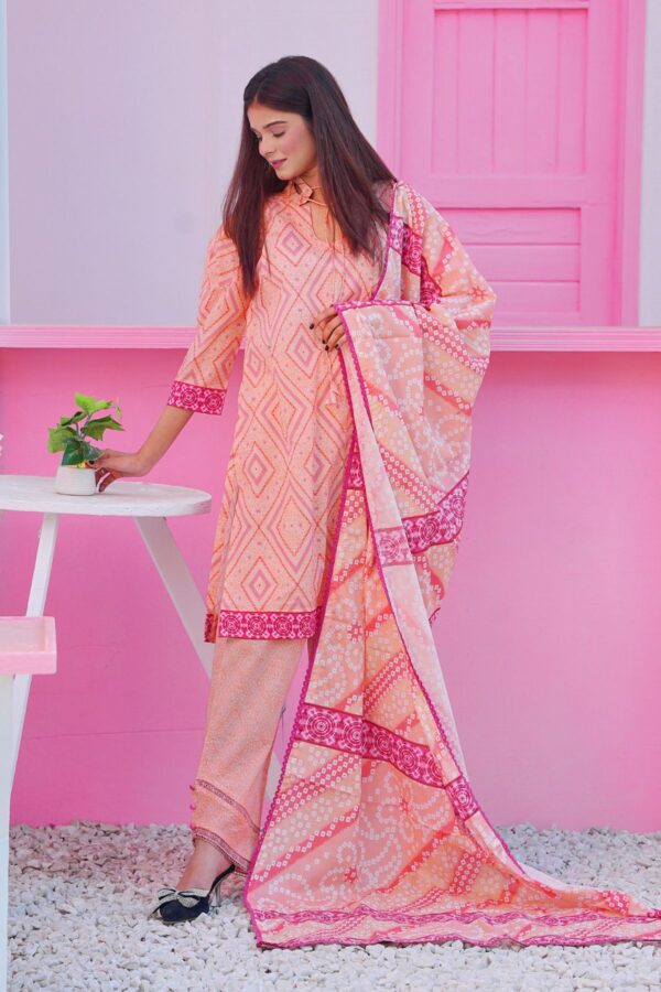 Printed  | 3 Piece Lawn - Peach | Unstitched