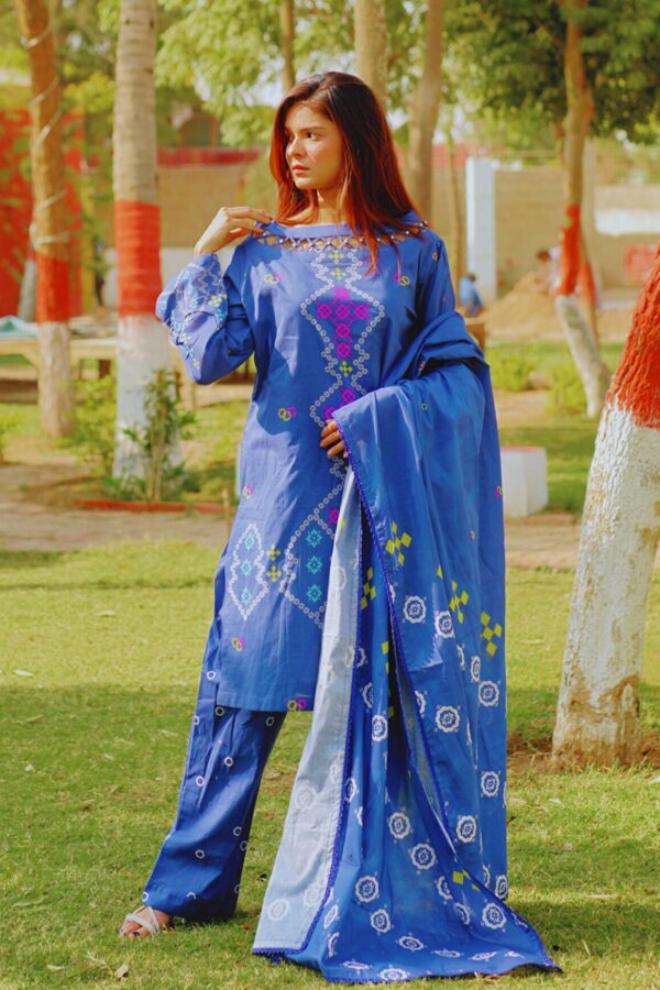 Printed  | 3 Piece Lawn - Dark Blue | Unstitched