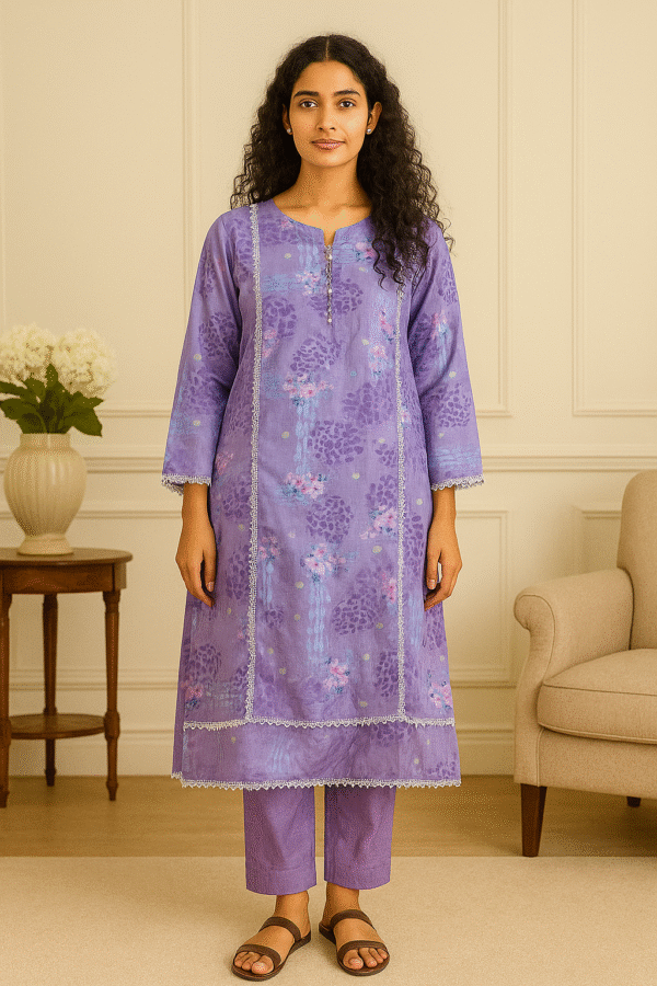 1 Piece | Lawn | Digital Print | Light Purple