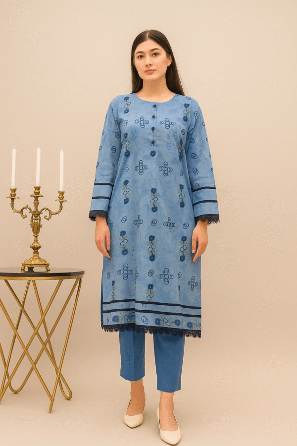 1 Piece | Lawn | Digital Print | Light Blue